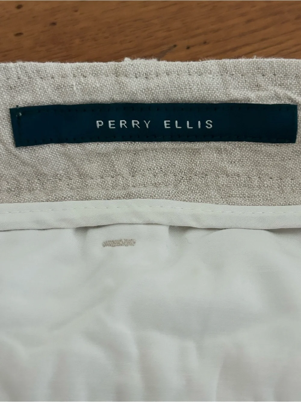 Perry Ellis Men’s Linen Pants Oatmeal Tan Size 40